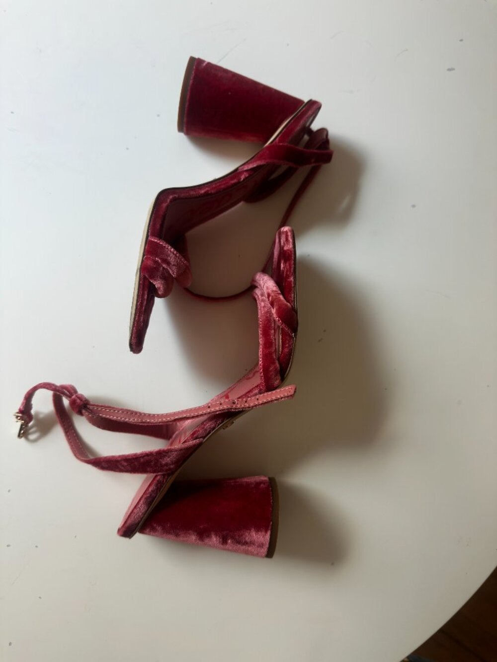 Pink Crushed Velvet Kia Block Heels (size 8, like new) - Picture 4 of 14